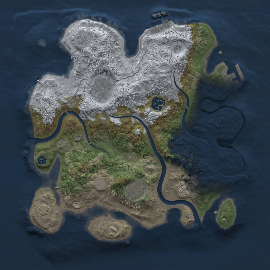 Rust Map: Procedural Map, Size: 3000, Seed: 727883637, 10 Monuments