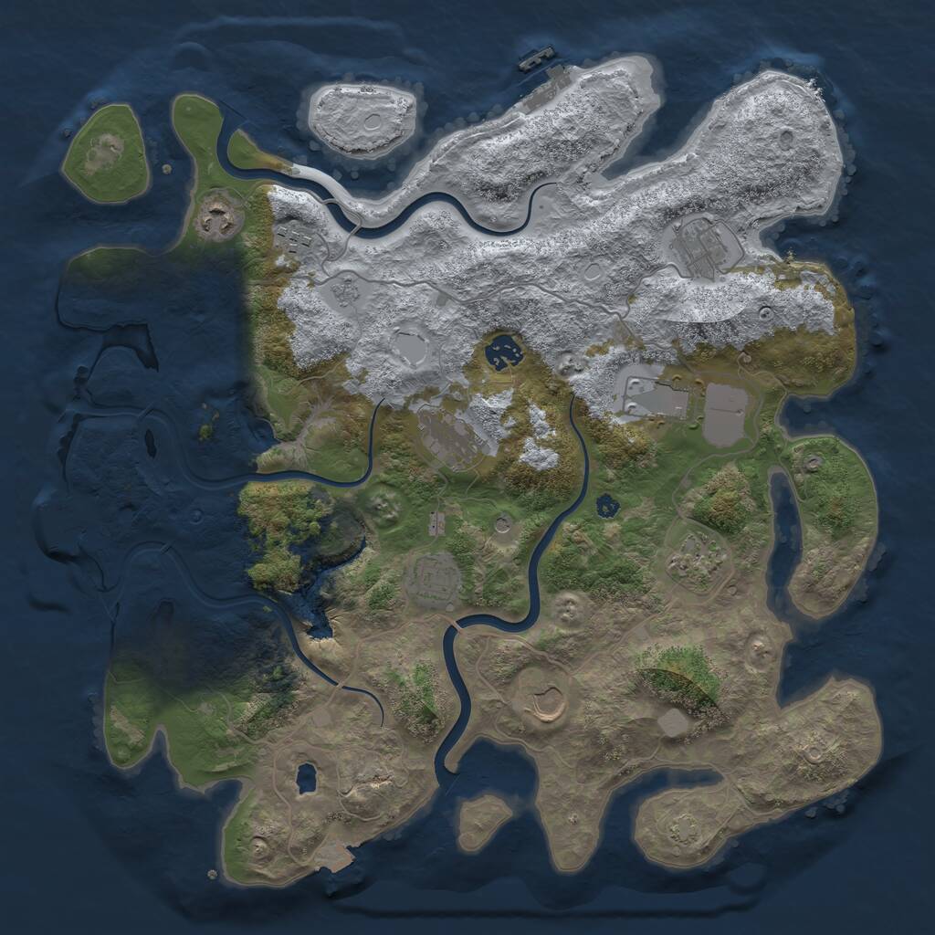 Rust Map: Procedural Map, Size: 4000, Seed: 1234325124, 15 Monuments
