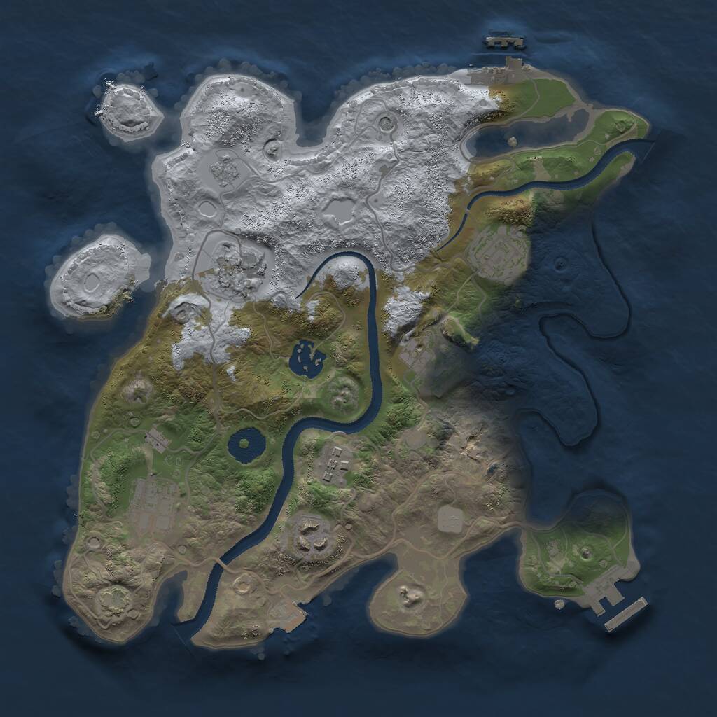 Rust Map: Procedural Map, Size: 3000, Seed: 1253760138, 13 Monuments