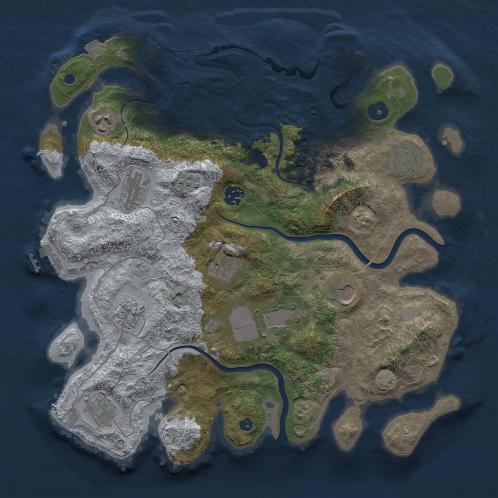 Rust Map: Procedural Map, Size: 3758, Seed: 68986986, 16 Monuments