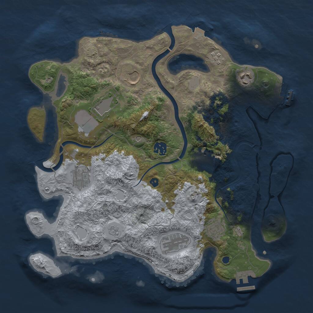Rust Map: Procedural Map, Size: 3500, Seed: 828103507, 15 Monuments