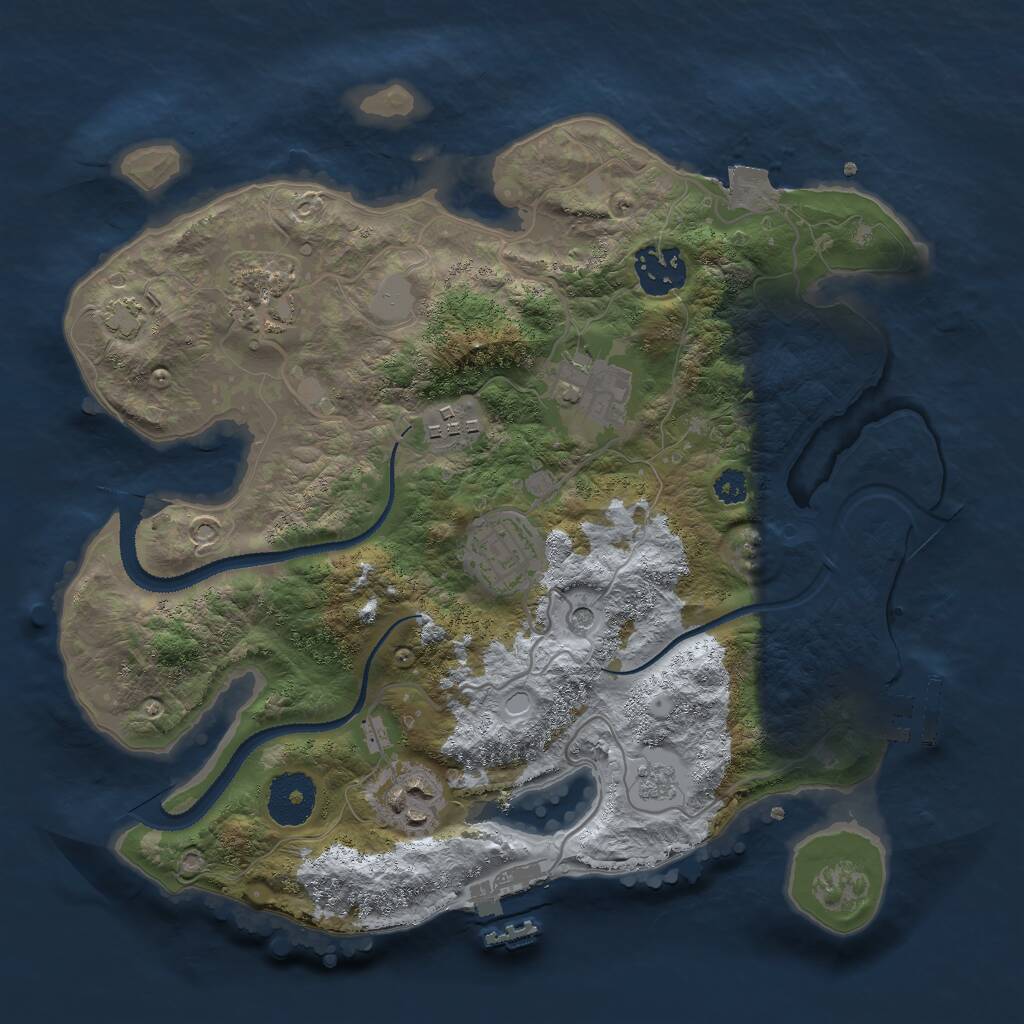 Rust Map: Procedural Map, Size: 3000, Seed: 4398675, 12 Monuments