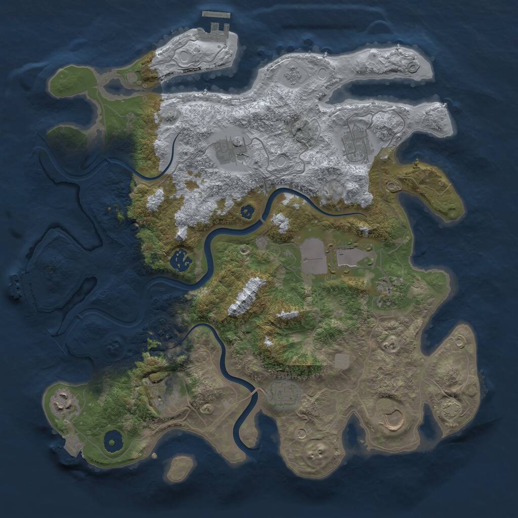 Rust Map: Procedural Map, Size: 3700, Seed: 1888948029, 16 Monuments