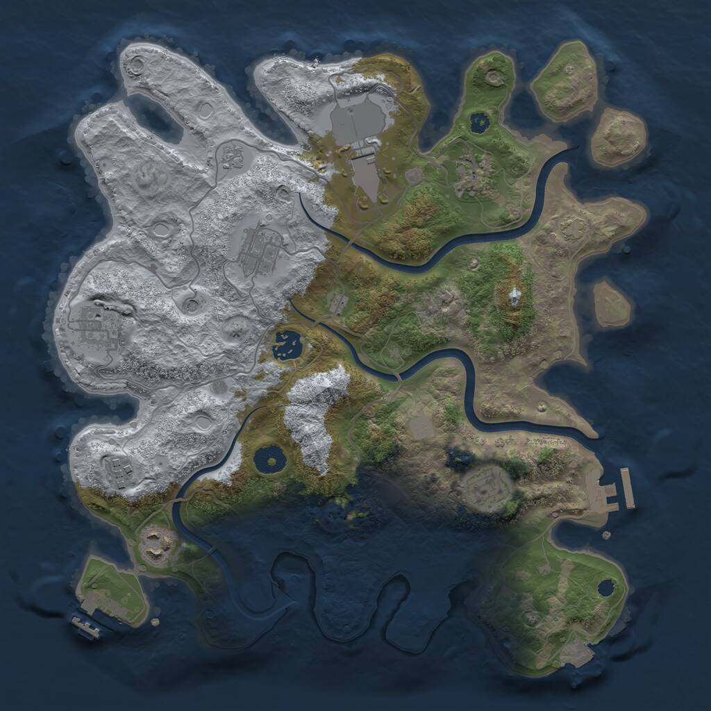 Rust Map: Procedural Map, Size: 3500, Seed: 769180416, 14 Monuments