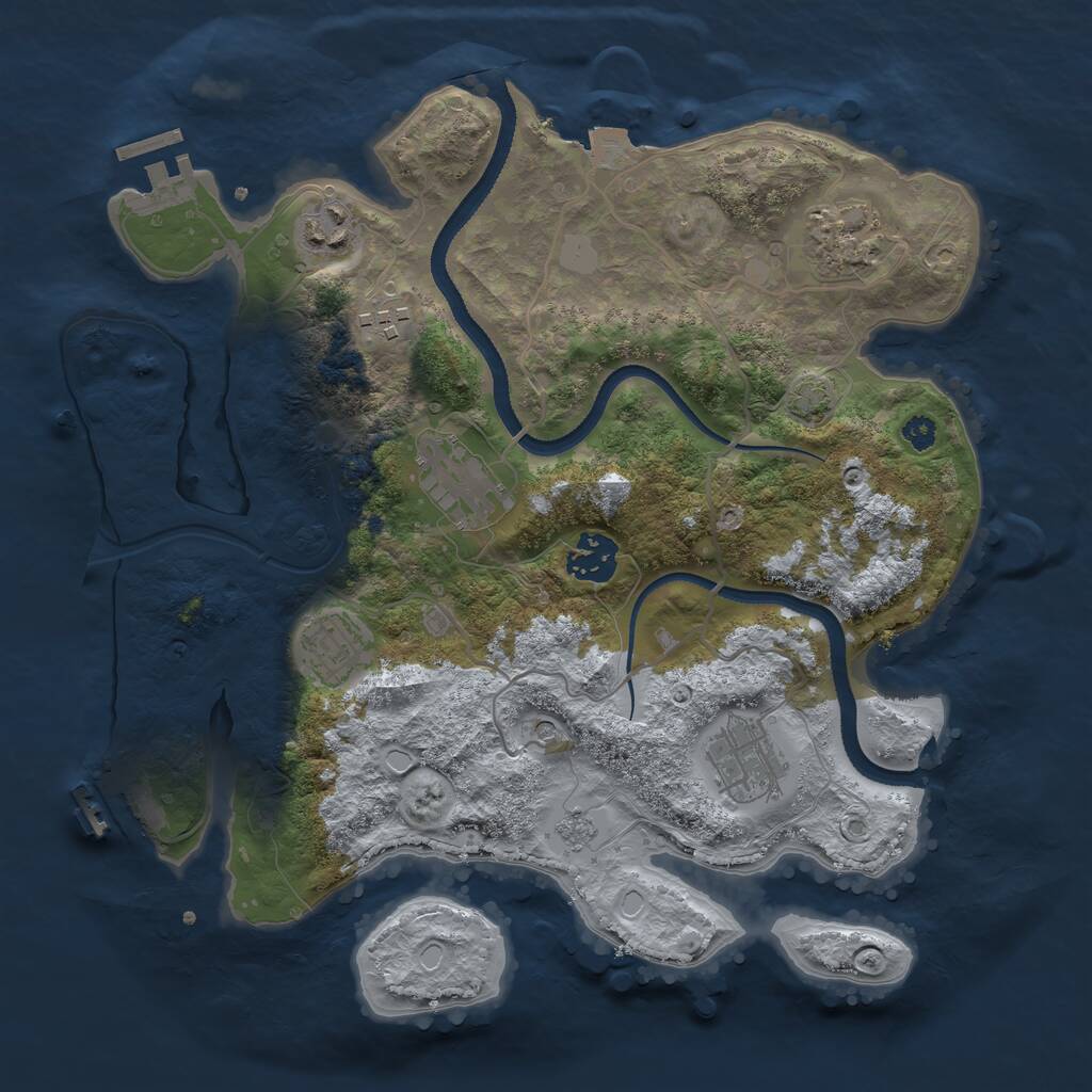 Rust Map: Procedural Map, Size: 3250, Seed: 477709938, 13 Monuments