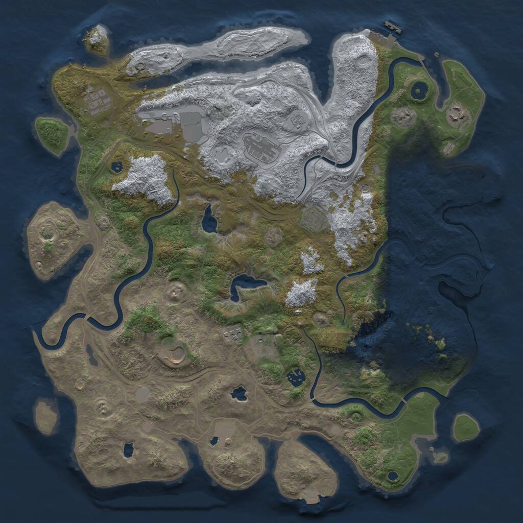 Rust Map: Procedural Map, Size: 4500, Seed: 347855438, 16 Monuments