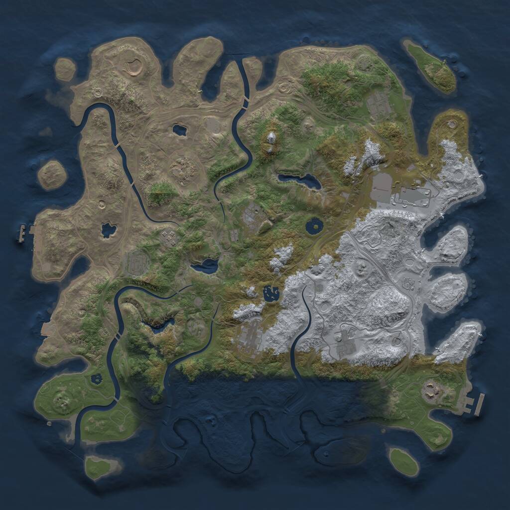 Rust Map: Procedural Map, Size: 4500, Seed: 737557707, 17 Monuments