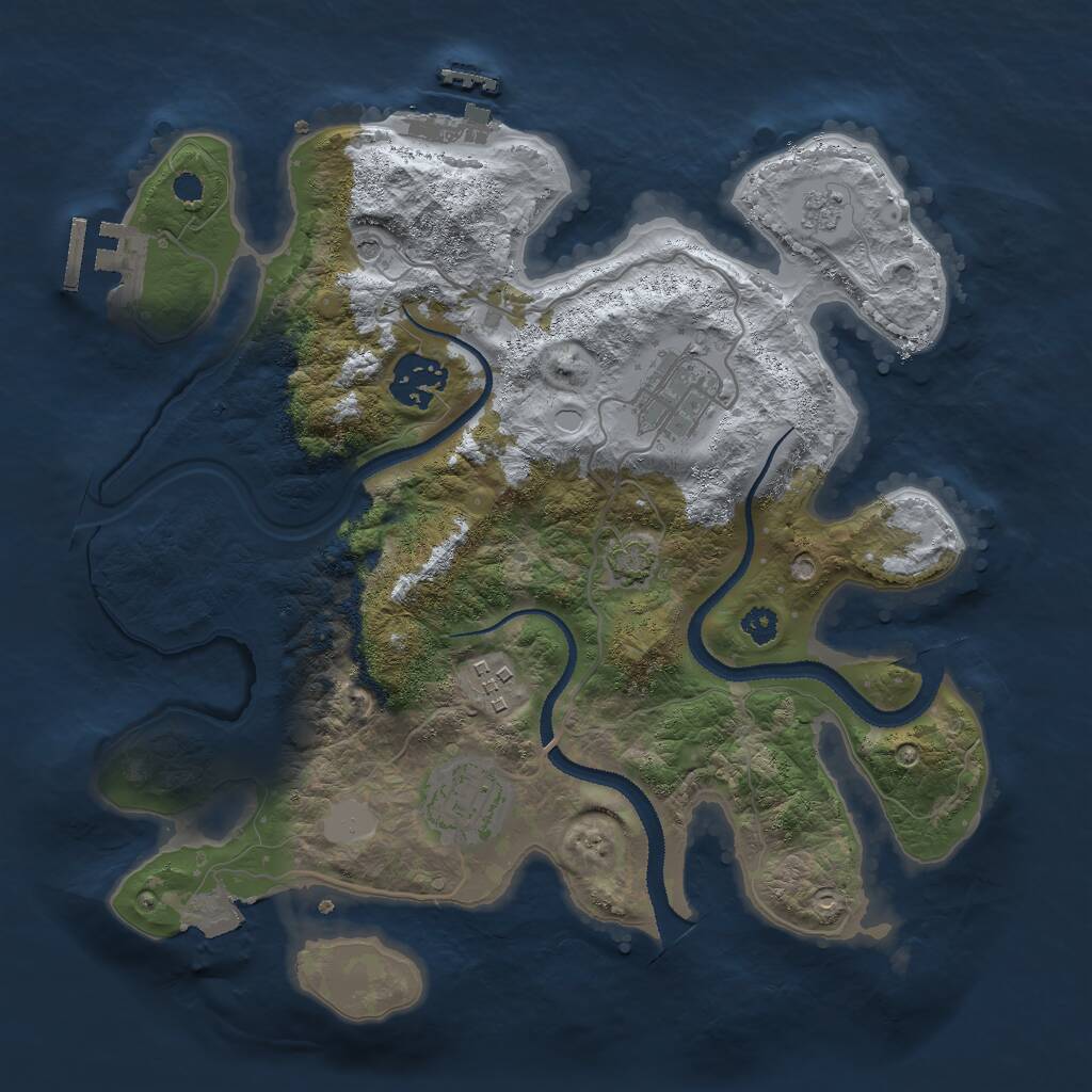 Rust Map: Procedural Map, Size: 3000, Seed: 874356, 10 Monuments
