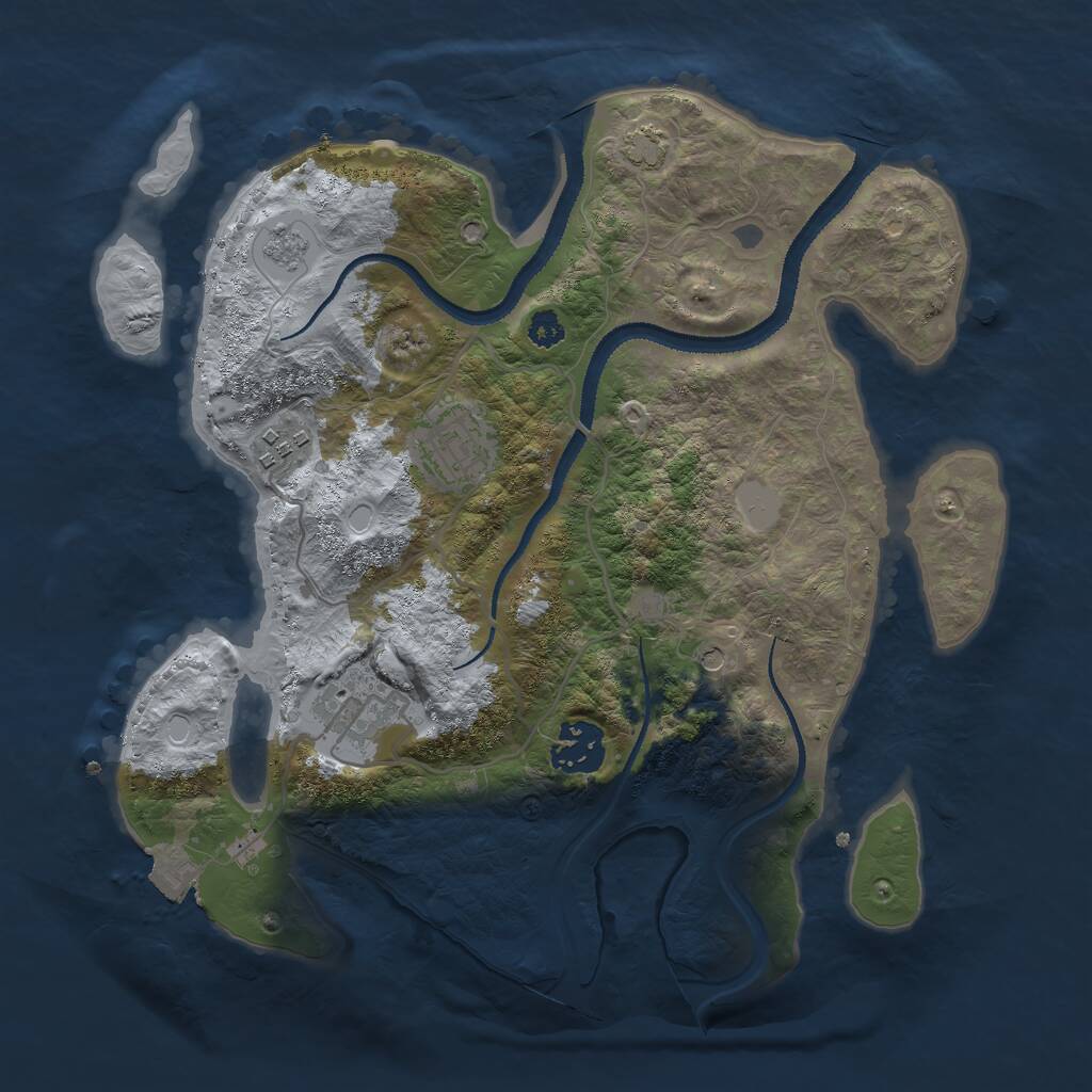 Rust Map: Procedural Map, Size: 3000, Seed: 5363, 8 Monuments