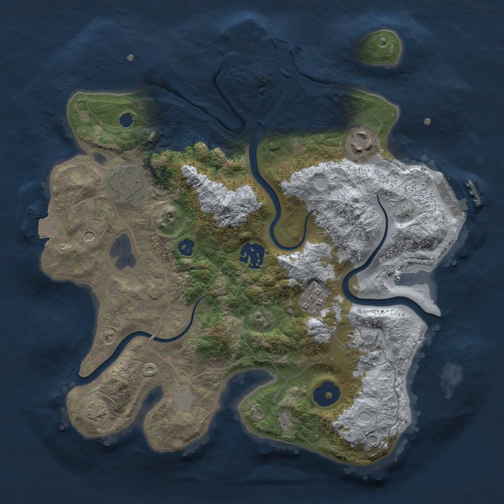 Rust Map: Procedural Map, Size: 3000, Seed: 16595, 10 Monuments