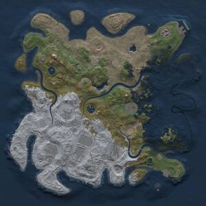 Thumbnail Rust Map: Procedural Map, Size: 4000, Seed: 686619435, 15 Monuments