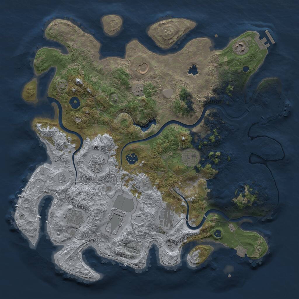 Rust Map: Procedural Map, Size: 4000, Seed: 686619435, 15 Monuments