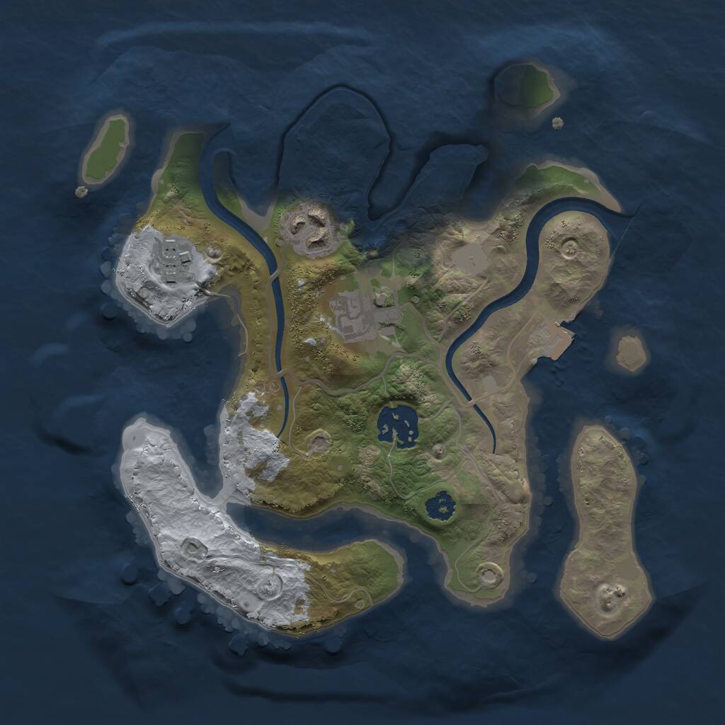Rust Map: Procedural Map, Size: 2500, Seed: 2021471061, 5 Monuments