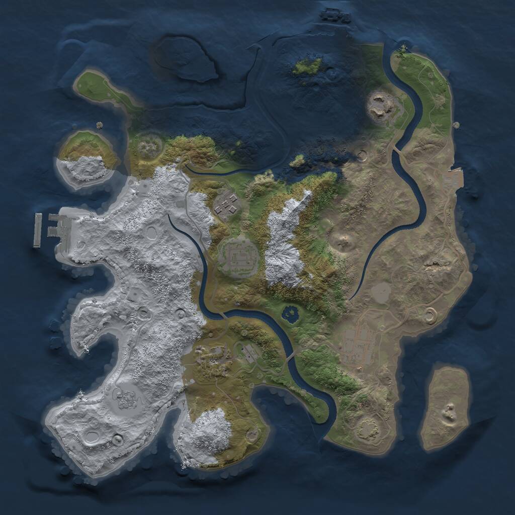 Rust Map: Procedural Map, Size: 3000, Seed: 63455, 11 Monuments