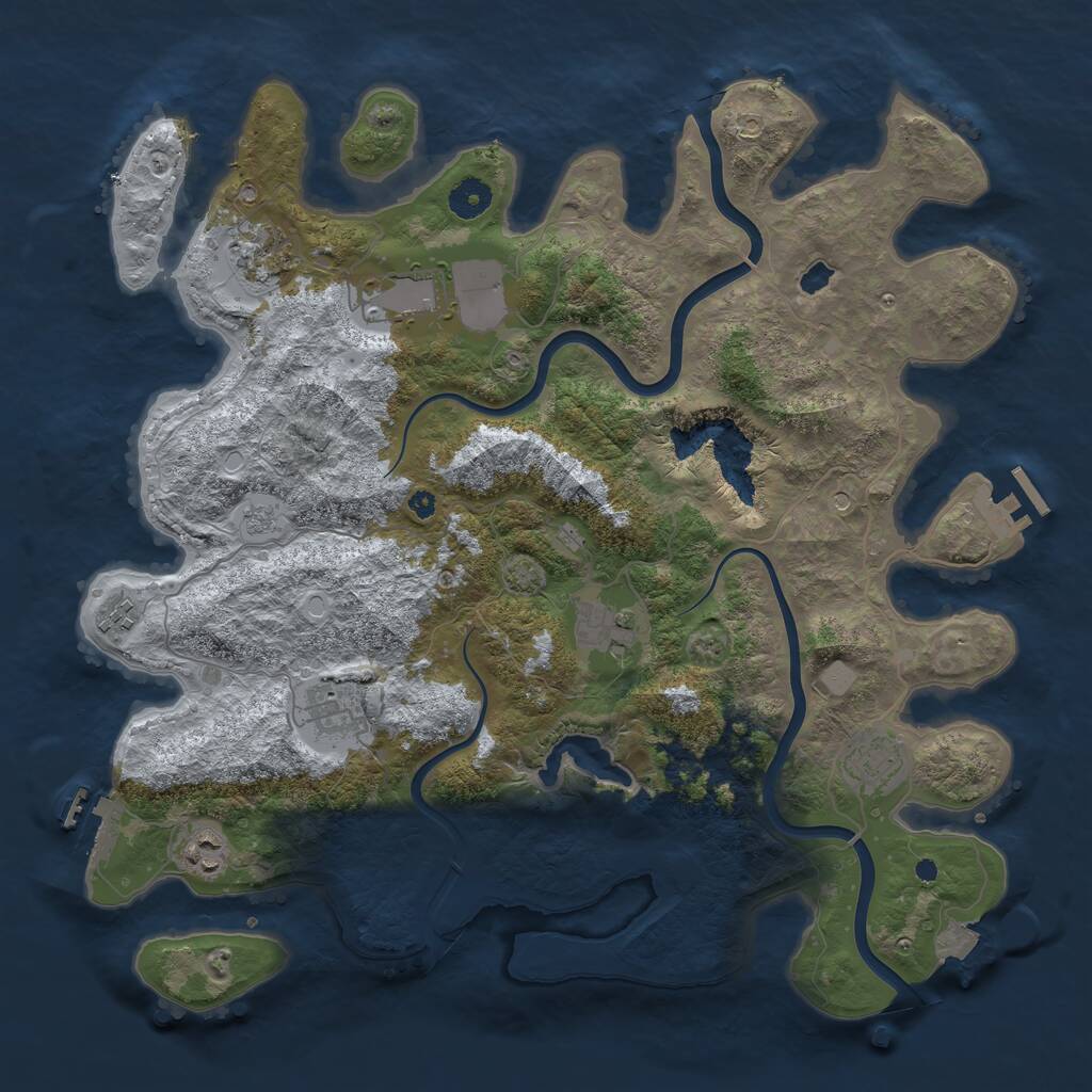 Rust Map: Procedural Map, Size: 4000, Seed: 84845688, 13 Monuments