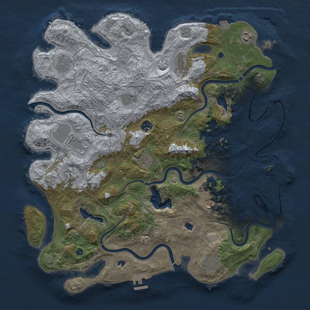 Rust Map: Procedural Map, Size: 4500, Seed: 606681057, 17 Monuments