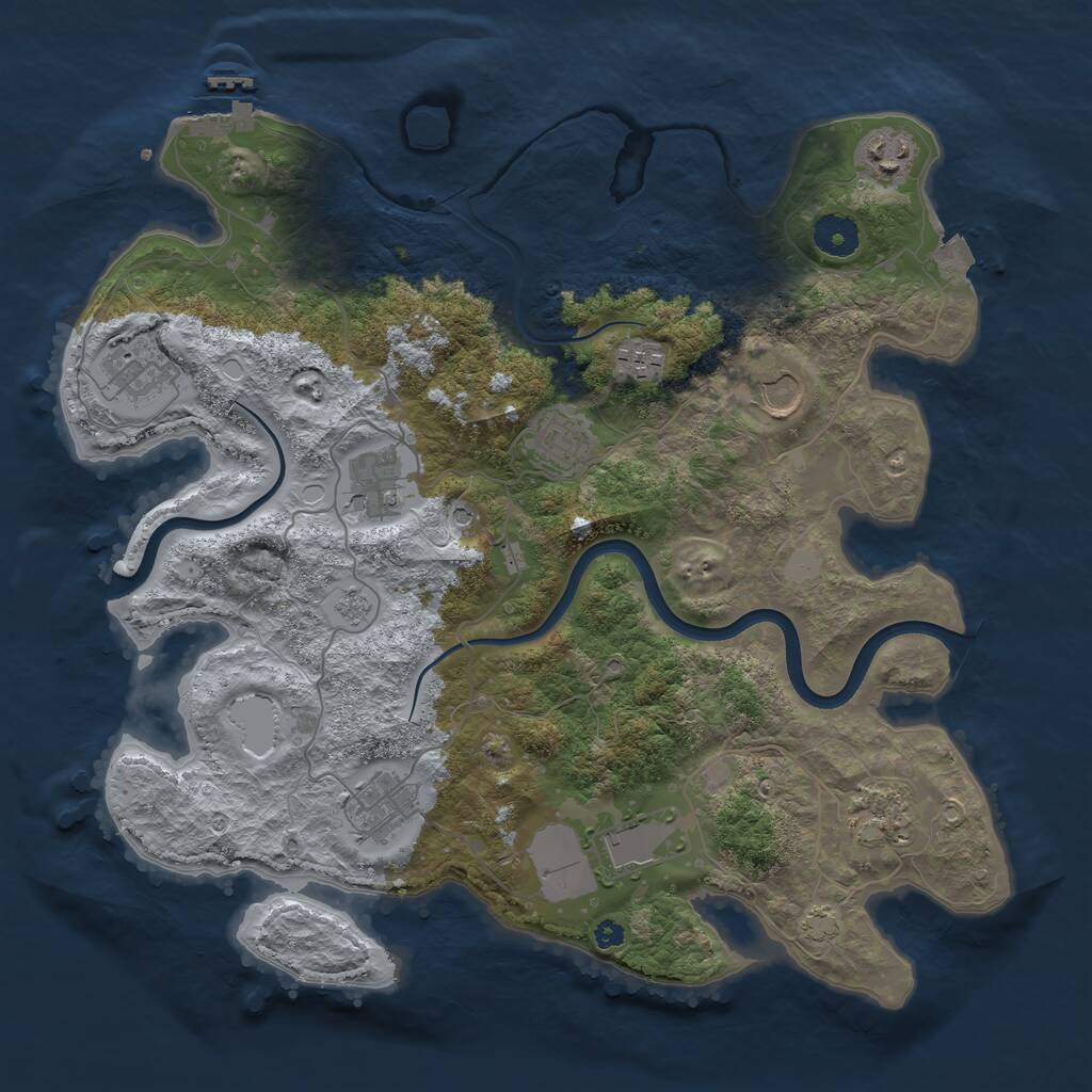 Rust Map: Procedural Map, Size: 3700, Seed: 37609186, 14 Monuments