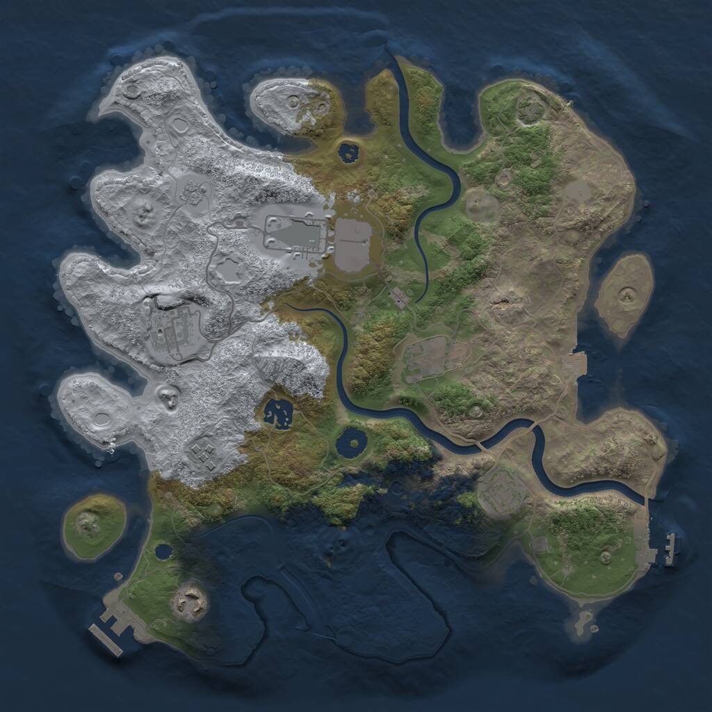 Rust Map: Procedural Map, Size: 3500, Seed: 25510, 13 Monuments