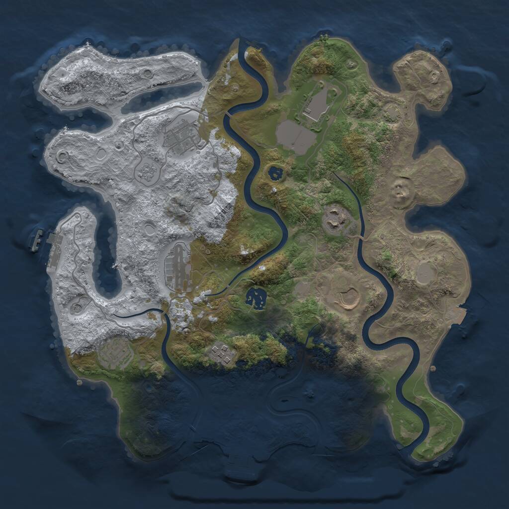Rust Map: Procedural Map, Size: 3500, Seed: 539377159, 14 Monuments