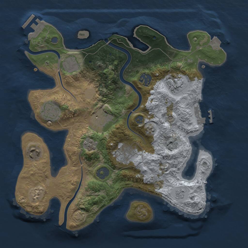 Rust Map: Procedural Map, Size: 3000, Seed: 127848, 13 Monuments