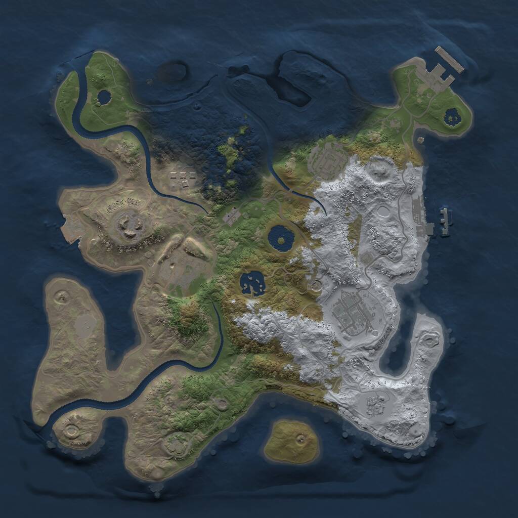 Rust Map: Procedural Map, Size: 3000, Seed: 127848, 12 Monuments