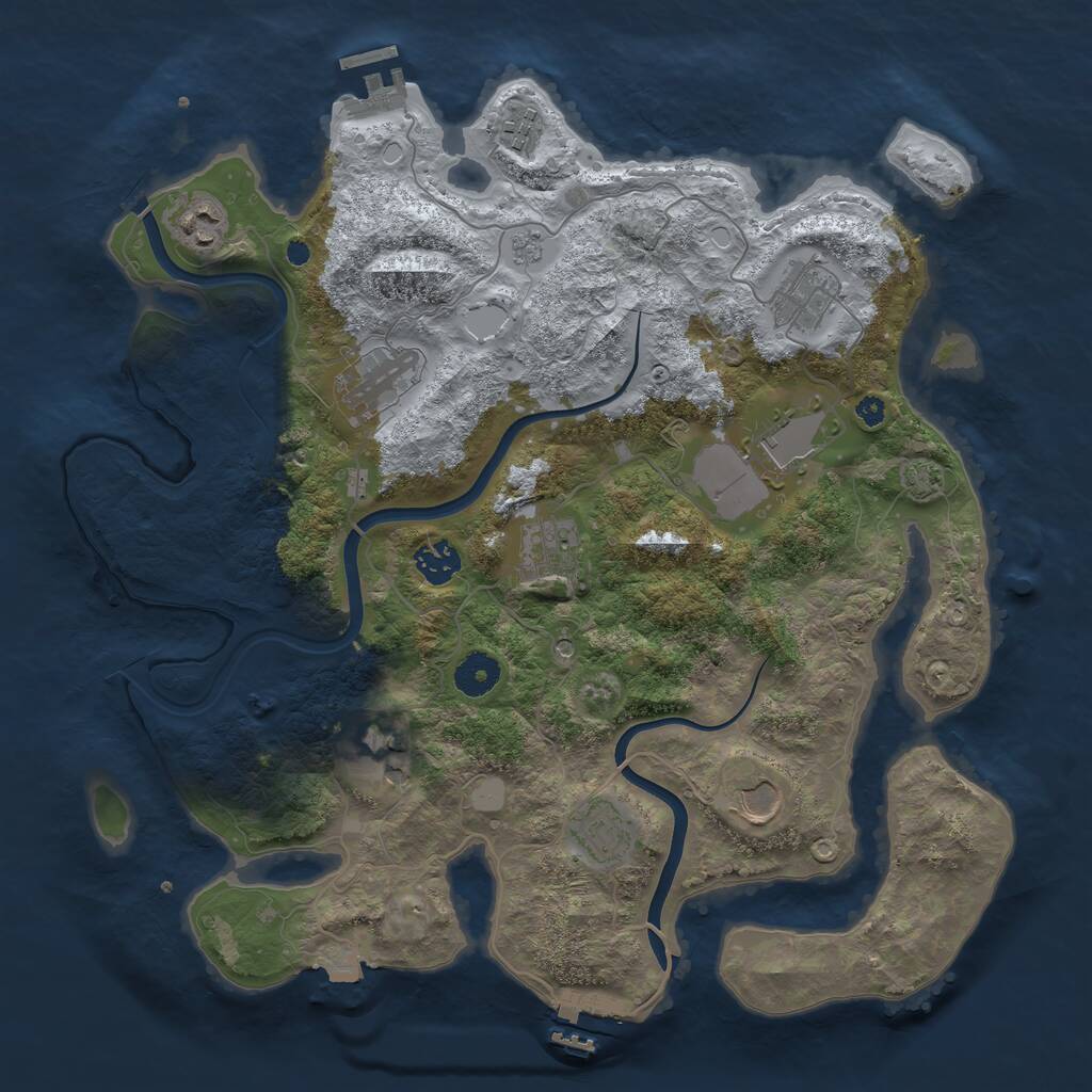 Rust Map: Procedural Map, Size: 3750, Seed: 1969436006, 16 Monuments