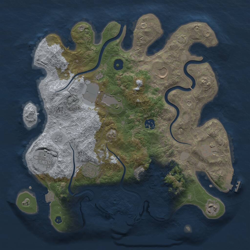 Rust Map: Procedural Map, Size: 3500, Seed: 9920764, 14 Monuments