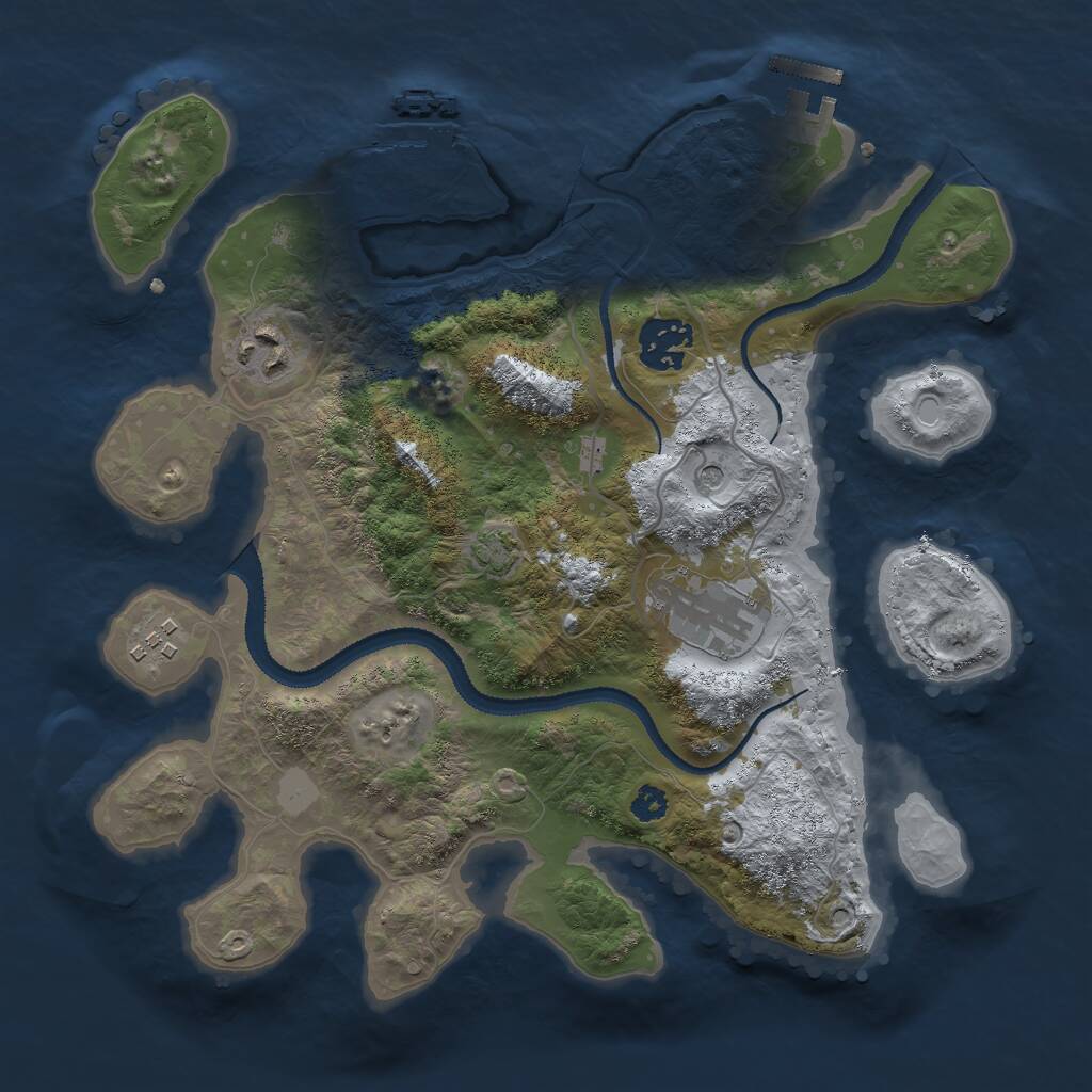 Rust Map: Procedural Map, Size: 3000, Seed: 1589002200, 9 Monuments