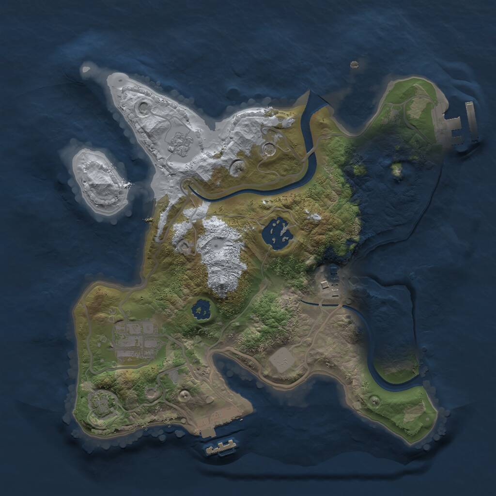 Rust Map: Procedural Map, Size: 2500, Seed: 3621, 9 Monuments
