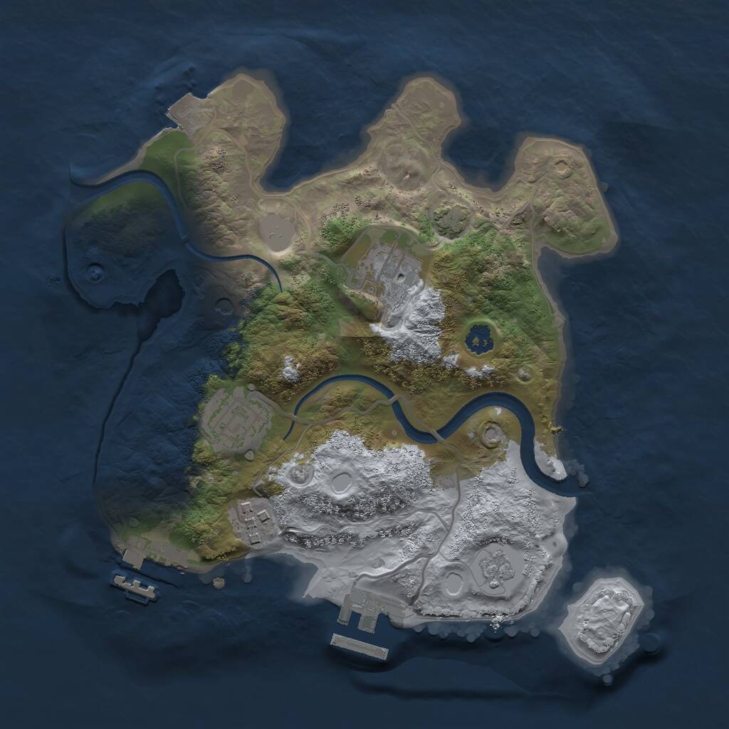 Rust Map: Procedural Map, Size: 2550, Seed: 1641923843, 9 Monuments