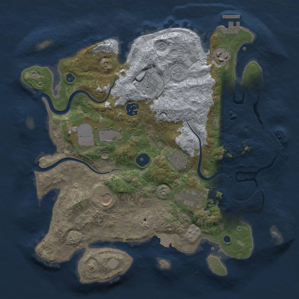 Rust Map: Procedural Map, Size: 3500, Seed: 2046745954, 14 Monuments