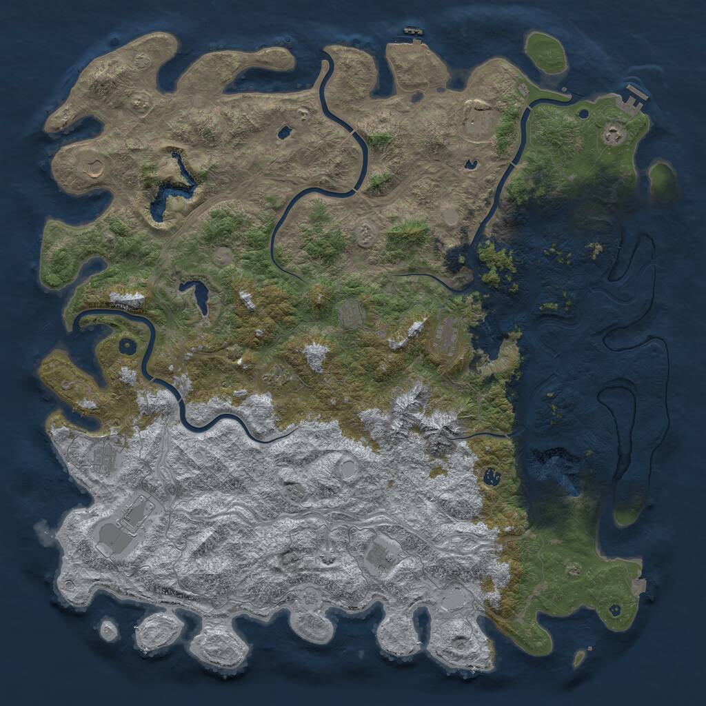 Rust Map: Procedural Map, Size: 6000, Seed: 100064763, 17 Monuments
