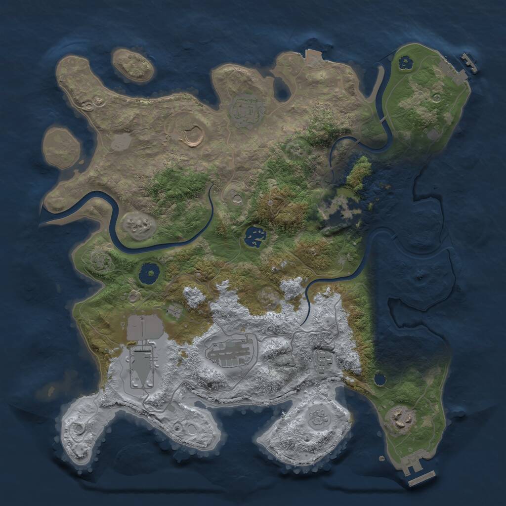 Rust Map: Procedural Map, Size: 3600, Seed: 789351, 14 Monuments
