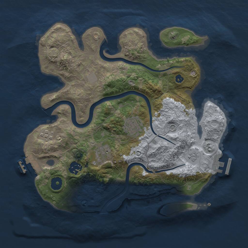 Rust Map: Procedural Map, Size: 3000, Seed: 91020, 10 Monuments