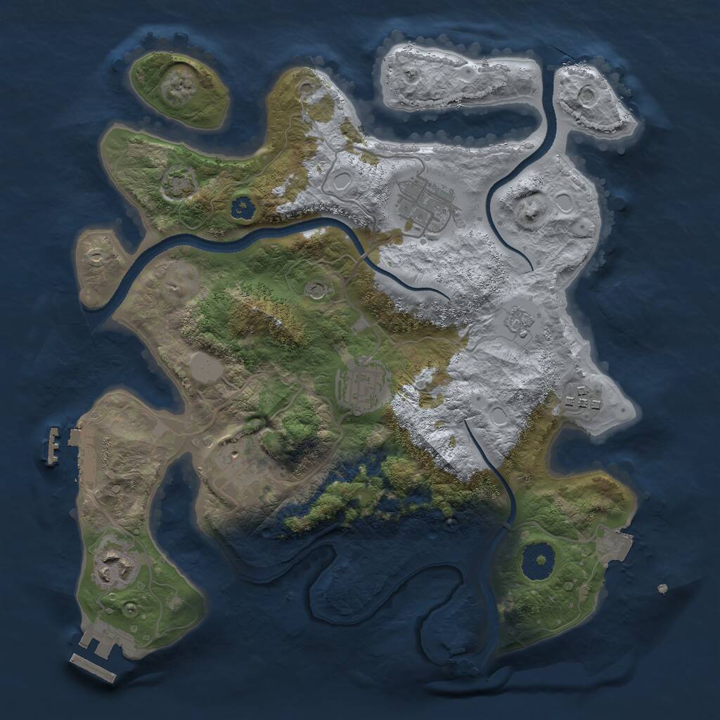Rust Map: Procedural Map, Size: 3000, Seed: 24763, 11 Monuments