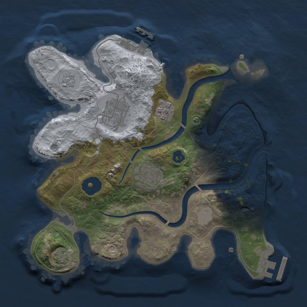 Rust Map: Procedural Map, Size: 2500, Seed: 613210531, 8 Monuments