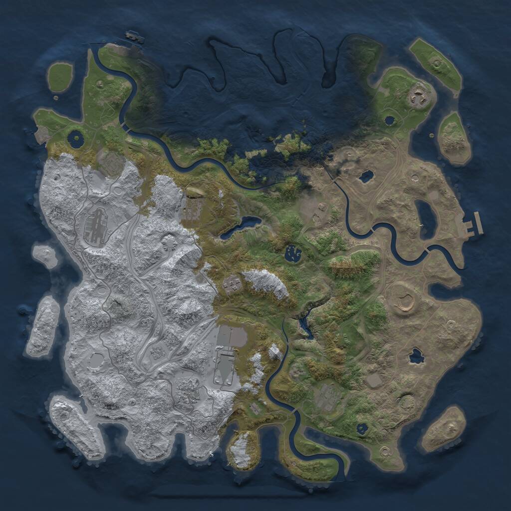 Rust Map: Procedural Map, Size: 4500, Seed: 25412423, 17 Monuments