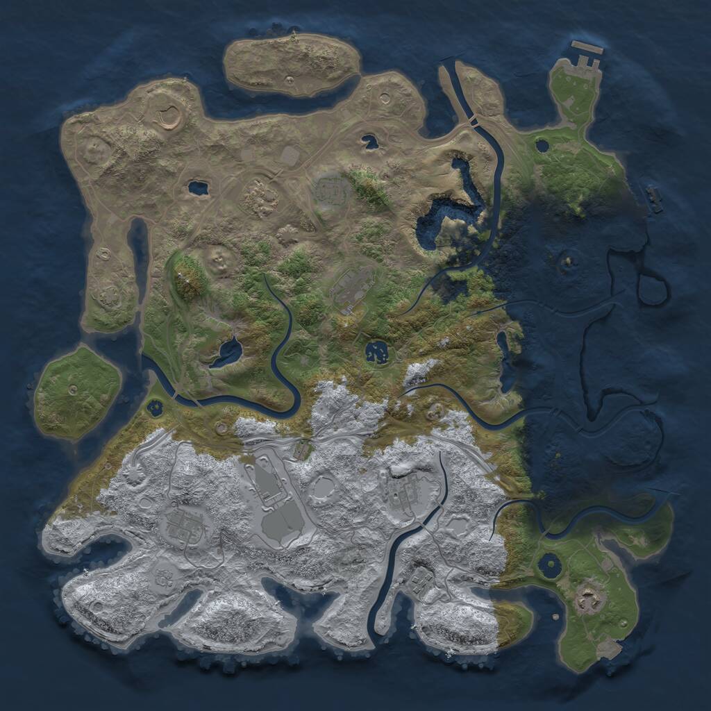 Rust Map: Procedural Map, Size: 4500, Seed: 583153823, 16 Monuments