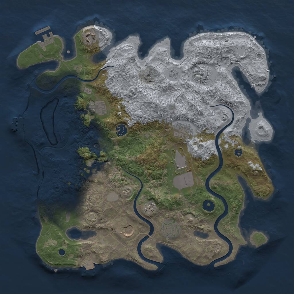 Rust Map: Procedural Map, Size: 3750, Seed: 2028181986, 16 Monuments