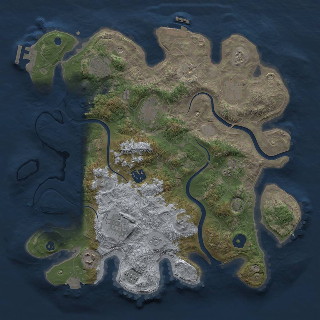 Rust Map: Procedural Map, Size: 3496, Seed: 2012322573, 14 Monuments