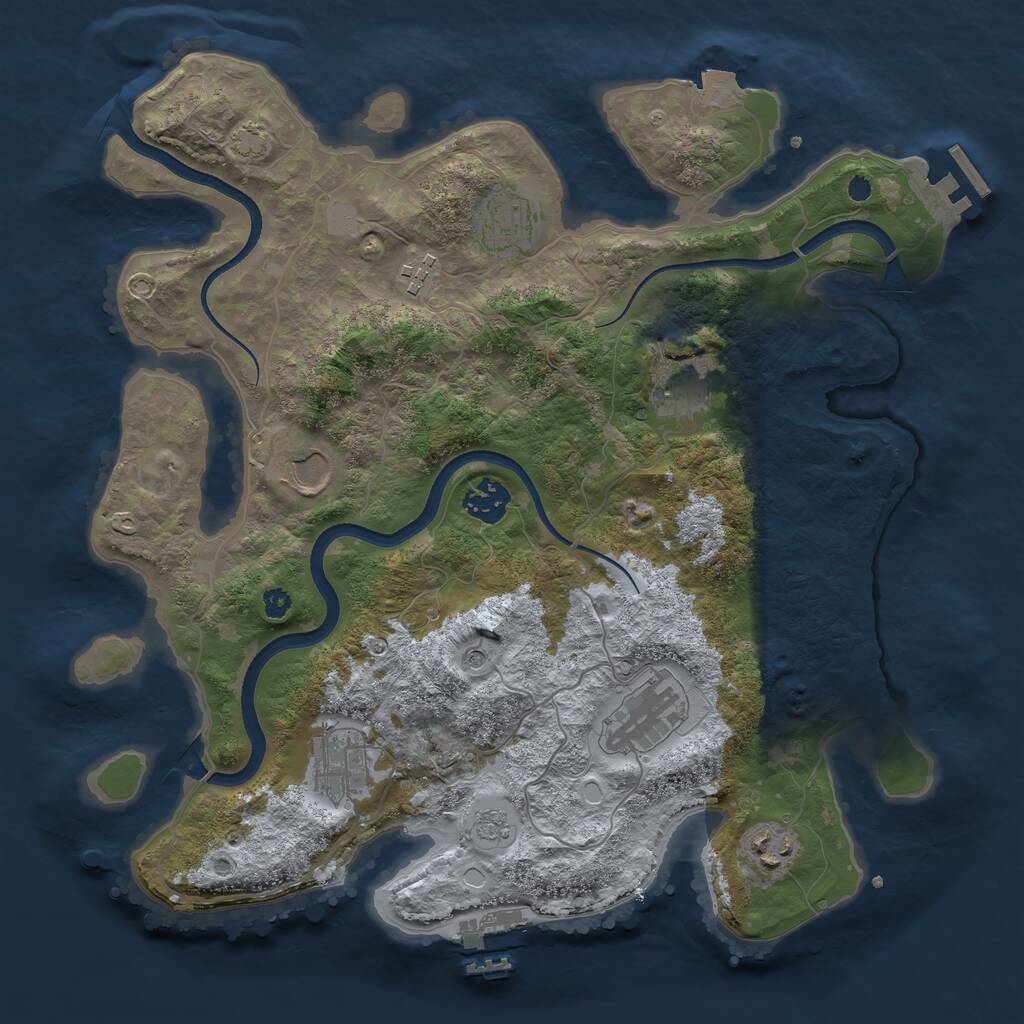 Rust Map: Procedural Map, Size: 3500, Seed: 481762, 14 Monuments
