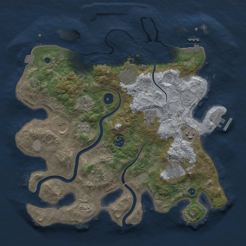 Rust Map: Procedural Map, Size: 3500, Seed: 808095917, 14 Monuments