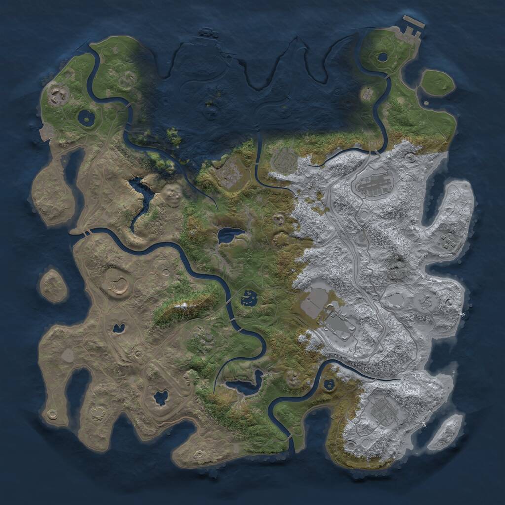 Rust Map: Procedural Map, Size: 4500, Seed: 1343882040, 16 Monuments