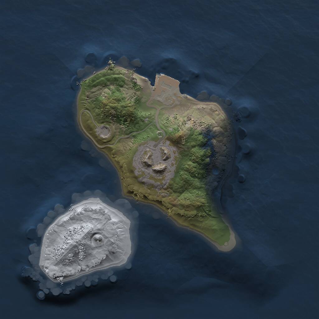 Rust Map: Procedural Map, Size: 1500, Seed: 9999, 2 Monuments