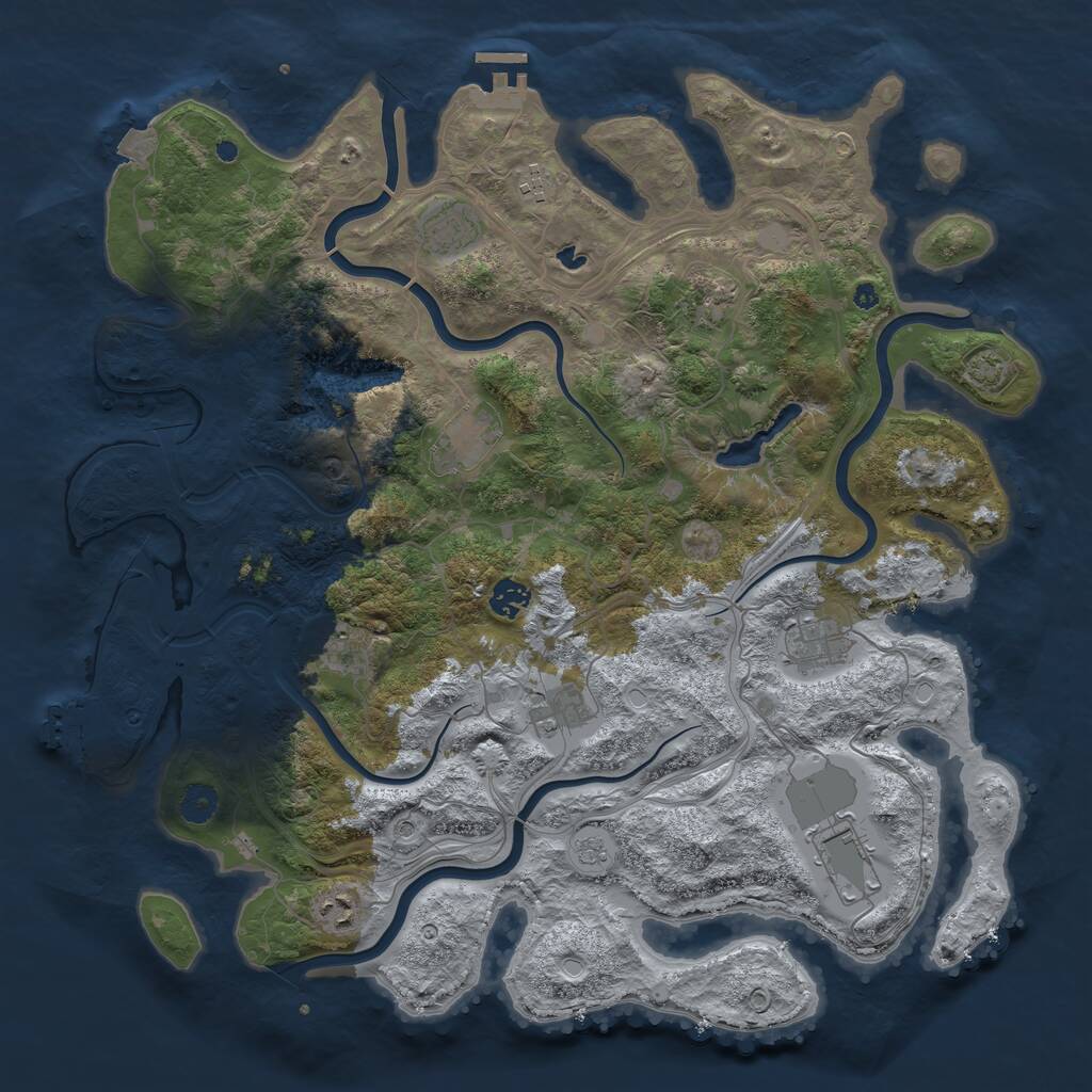 Rust Map: Procedural Map, Size: 4250, Seed: 55989322, 16 Monuments