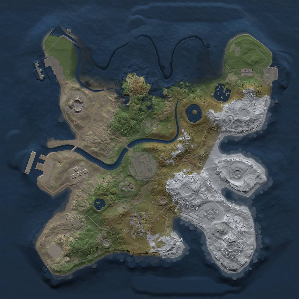 Rust Map: Procedural Map, Size: 2600, Seed: 46577, 11 Monuments
