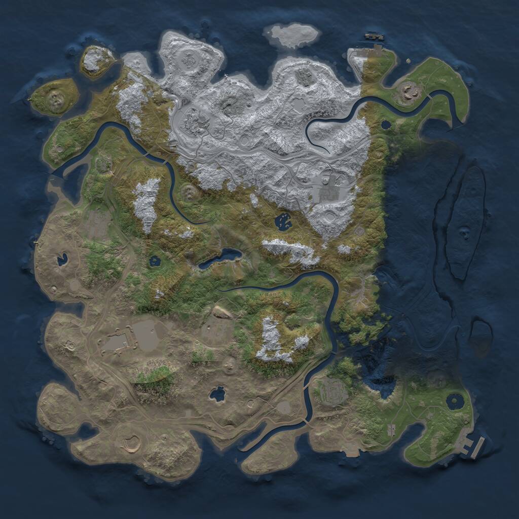Rust Map: Procedural Map, Size: 4500, Seed: 647351591, 16 Monuments
