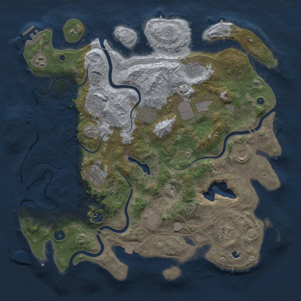Rust Map: Procedural Map, Size: 4250, Seed: 433779447, 17 Monuments