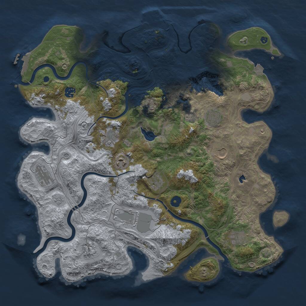 Rust Map: Procedural Map, Size: 4250, Seed: 490385517, 17 Monuments
