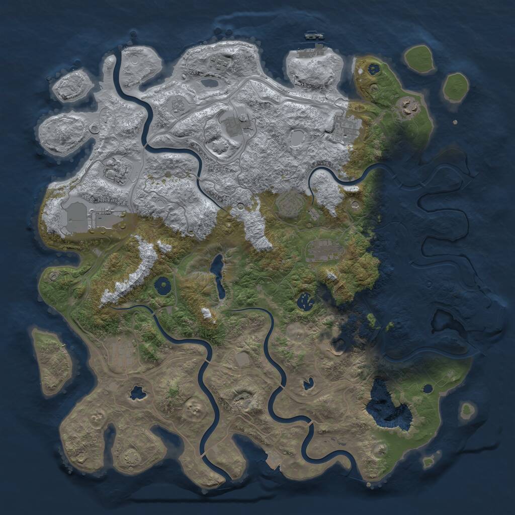 Rust Map: Procedural Map, Size: 4500, Seed: 969579684, 17 Monuments